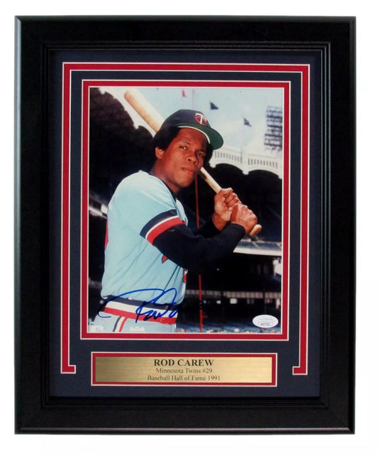 Rod Carew HOF Signed/Autographed 8x10 Photo Minnesota Twins Framed JSA