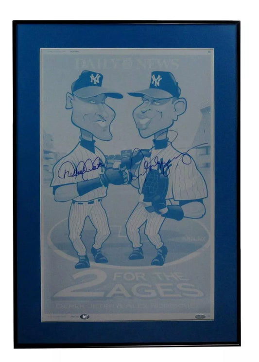 2004 NY Daily News Printing Plate Signed Jeter Rodriguez Yankees Framed