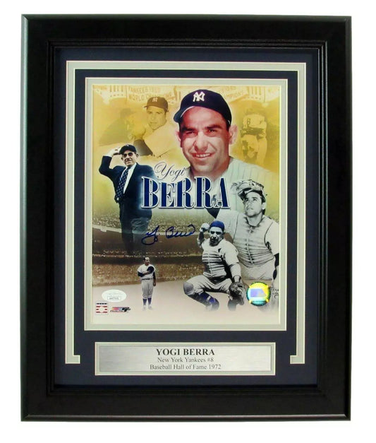 Yogi Berra HOF Signed/Autographed 8x10 Photo New York Yankees Framed JSA