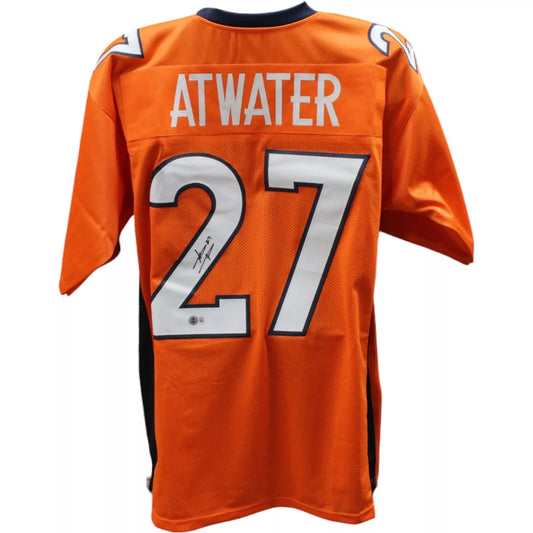 Steve Atwater Autographed/Signed Pro Style Orange XL Jersey Beckett