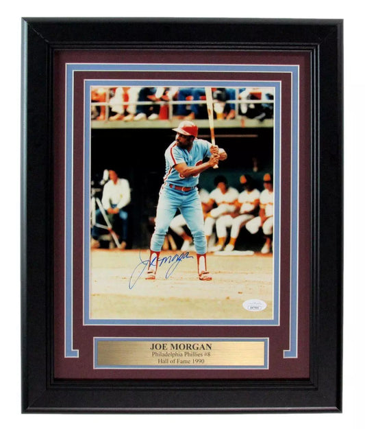 Joe Morgan HOF Signed/Auto 8x10 Photo Philadelphia Phillies Framed JSA