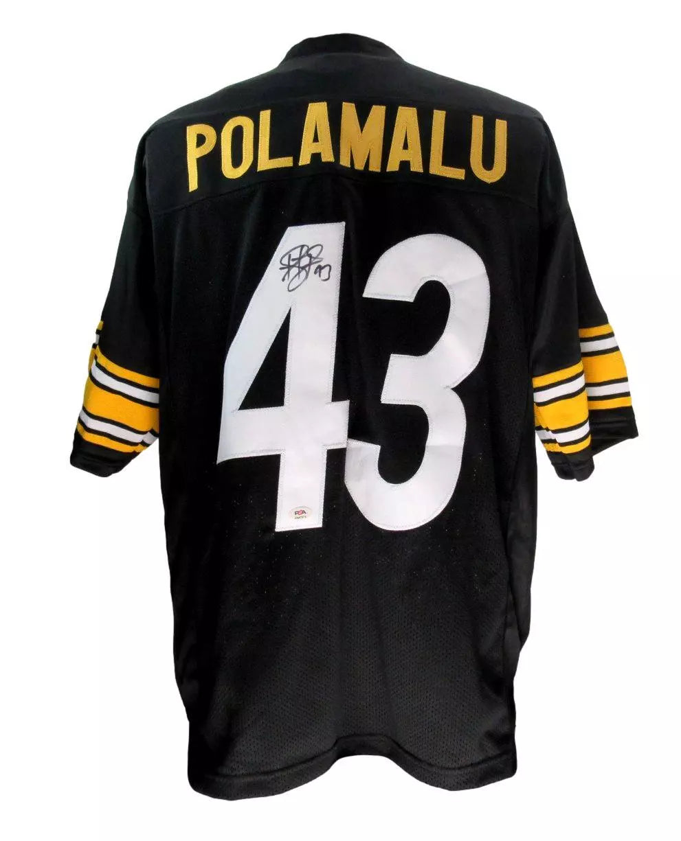 Troy Polamalu Signed Black Steelers Custom Football Jersey PSA/DNA