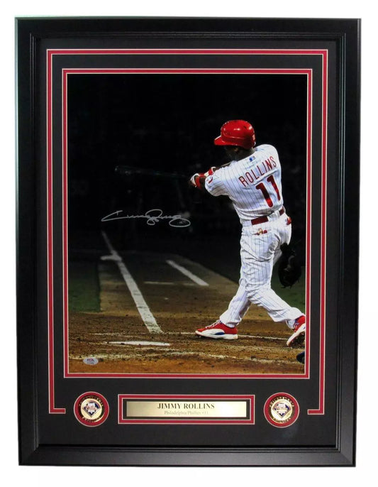 Jimmy Rollins Signed 16x20 Photo Philadelphia Phillies Framed PSA/DNA