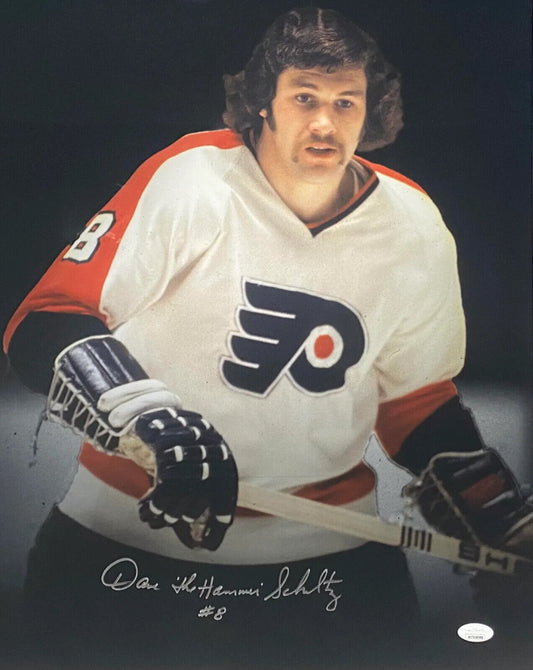 Philadelphia Flyers Dave "The Hammer" Schultz Signed 16x20 with JSA COA