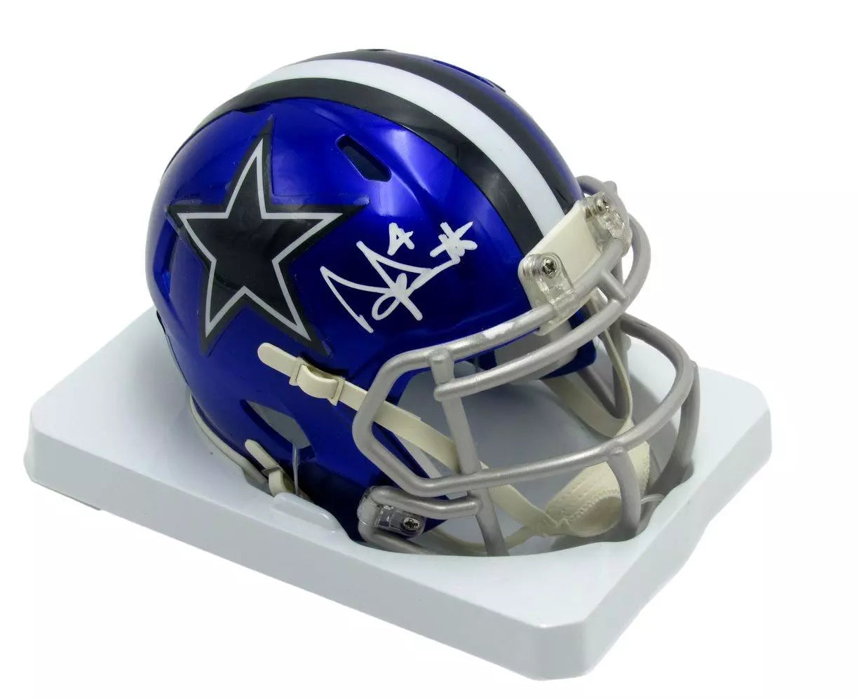 Dak Prescott Autographed Flash Mini Football Helmet Dallas Cowboys Beckett