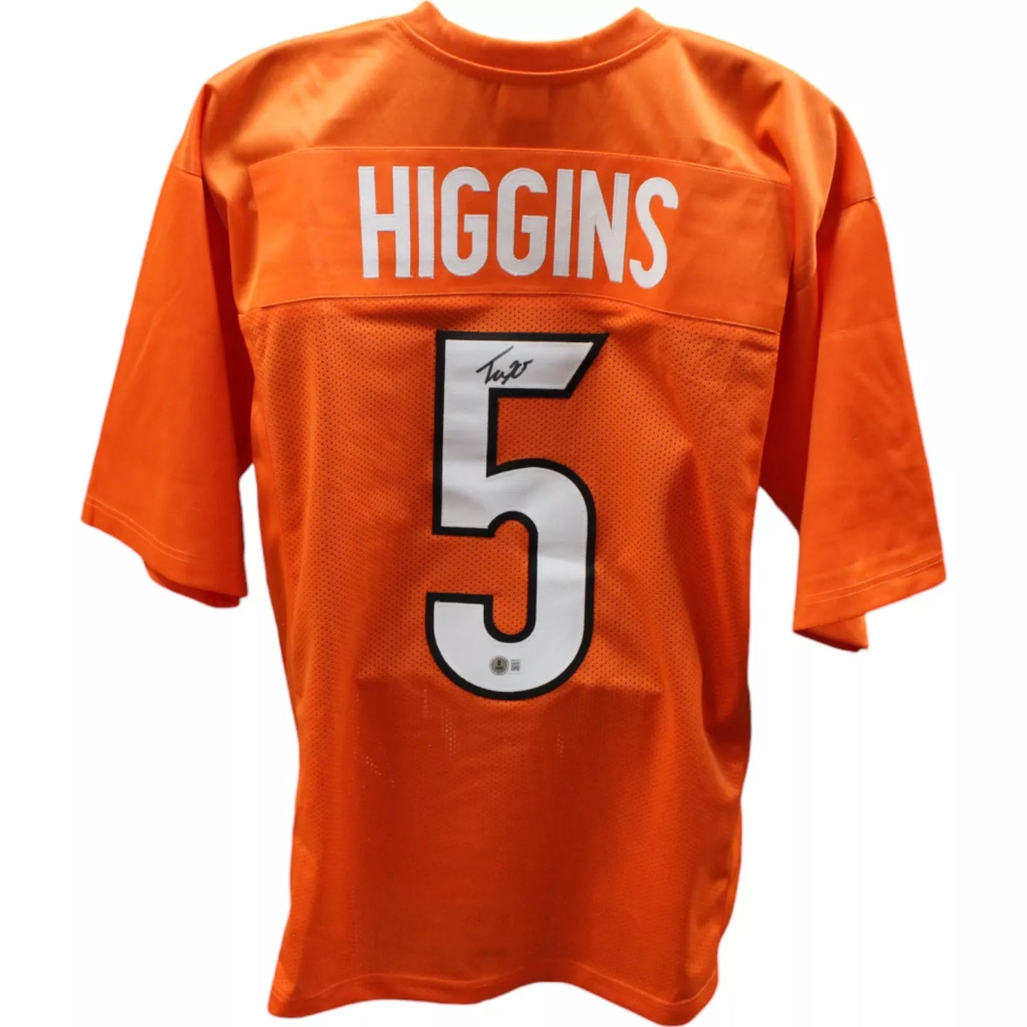 Tee Higgins Autographed/Signed Pro Style Orange XL Jersey Beckett