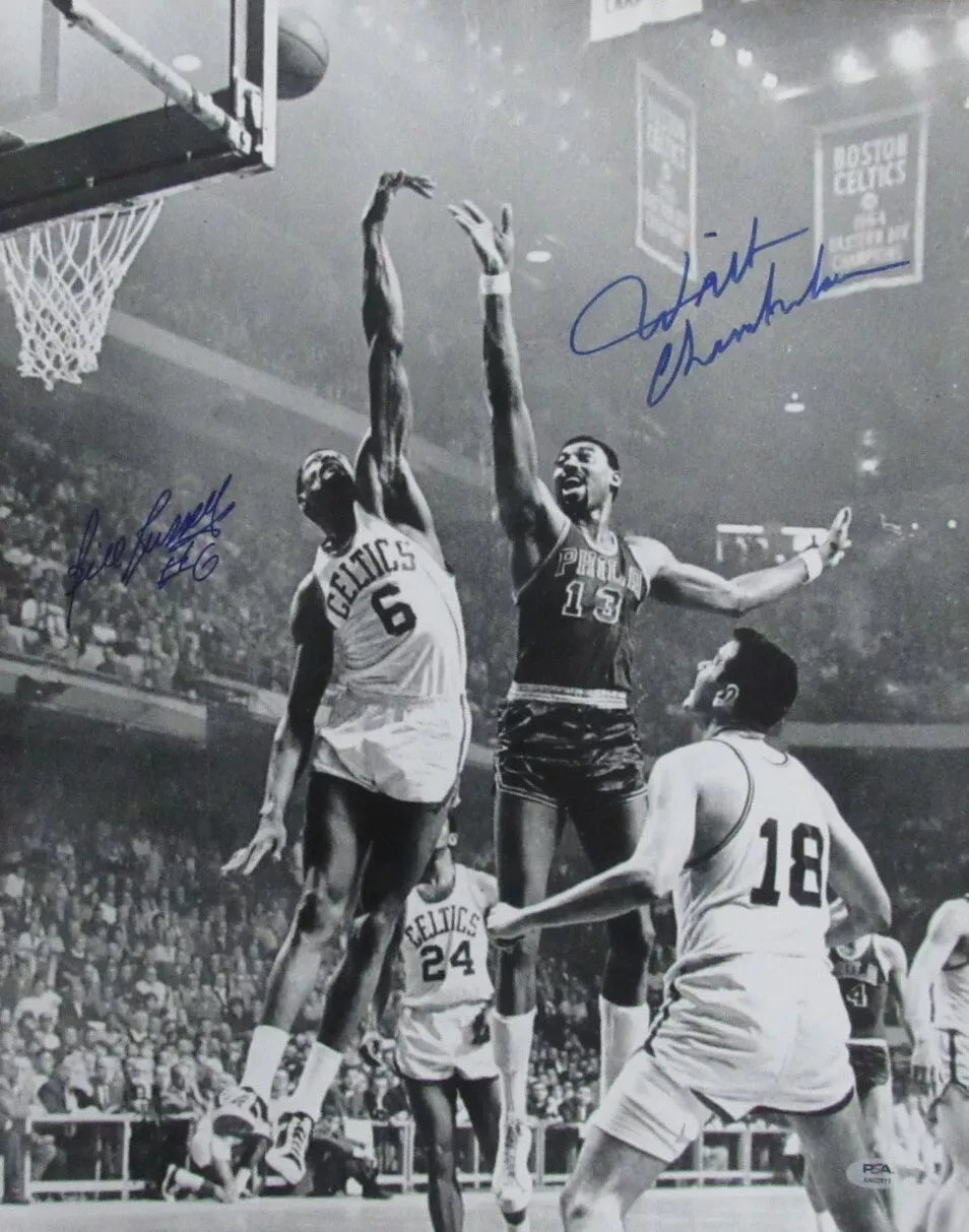 Wilt Chamberlain/Bill Russell Dual-signed 16x20 Photo PSA/DNA Grade 10