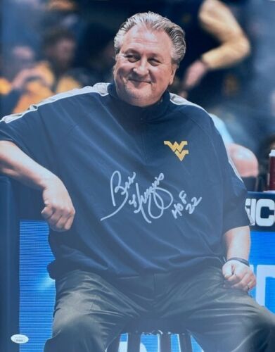 West Virginia Coach Bob Huggins Signed/Inscribed 16x20 Sitting with JSA COA