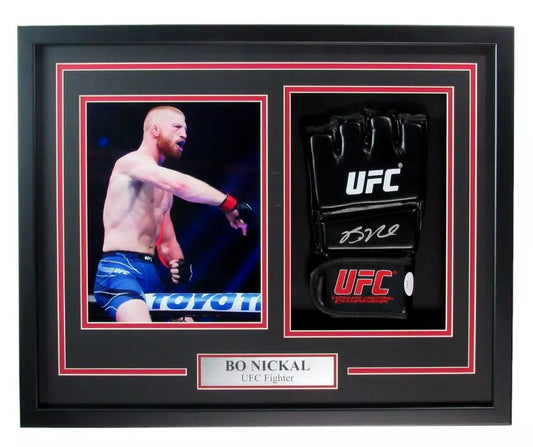 Bo Nickal Autographed Right UFC Fight Glove Penn State Framed JSA