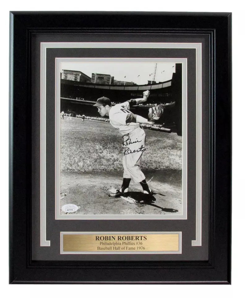 Robin Roberts HOF Signed/Auto 8x10 Photo Philadelphia Phillies Framed JSA