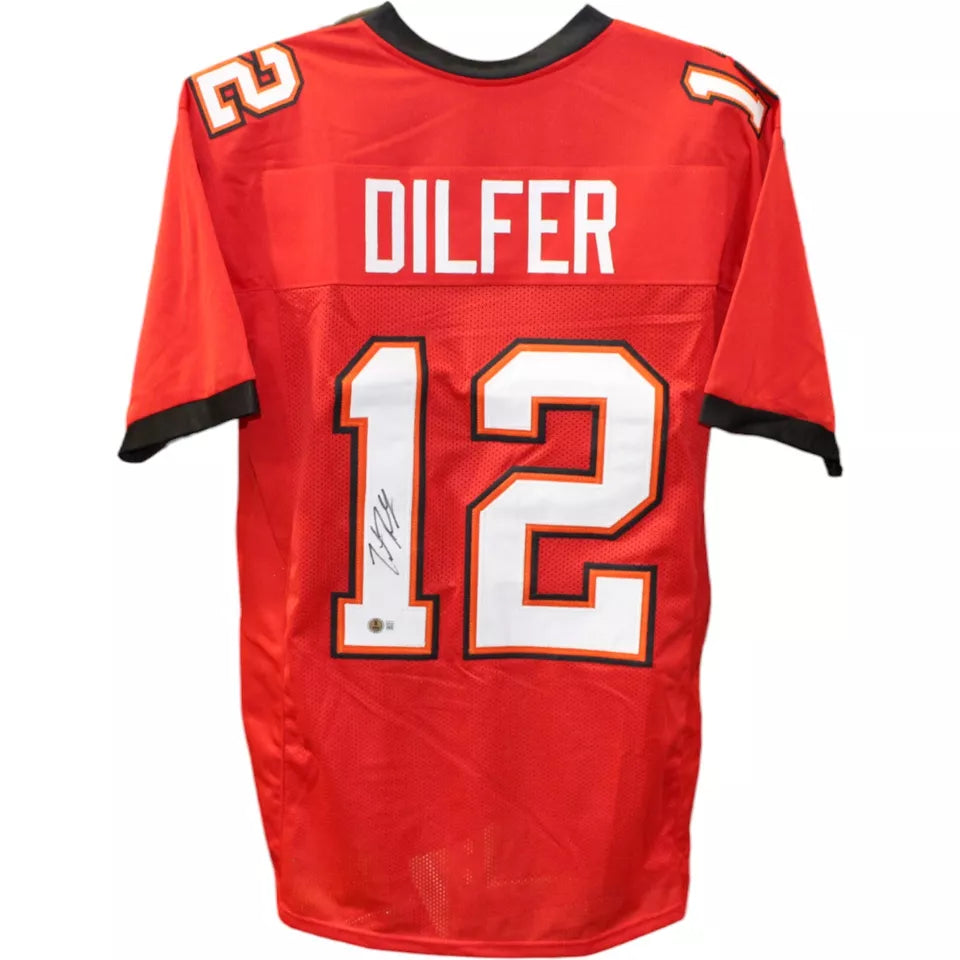 Trent Dilfer Autographed/Signed Pro Style Red XL Jersey Beckett