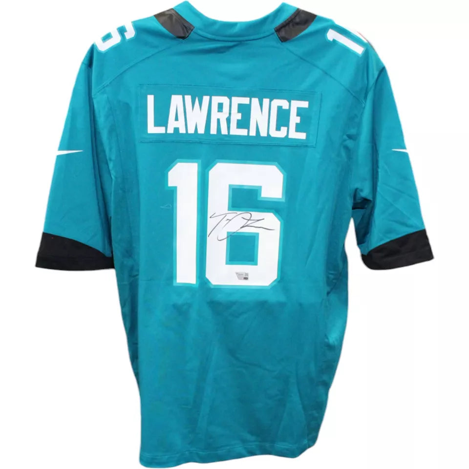 Trevor Lawrence Autographed Jacksonville Jaguars Nike XL Teal Jersey FAN